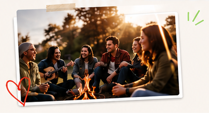 Freunde am Lagerfeuer